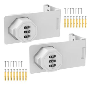 Imagem de BiceNoning Fechadura de armário de combinação de 3 dígitos de 90 graus, trava dobrável sem chave de liga de zinco, trava de porta giratória de segurança com senha para armário de arquivos de