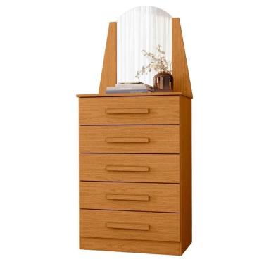 Imagem de Cômoda Quarto Veneza Com 5 Gavetas E Espelho Cinamomo