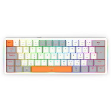 Imagem de Teclado Gamer Redragon Akali, Mecânico, RGB, ABNT2, c/cabo 1,5m, Switch Brown - K642WGO-RGB (PT-BROWN) - Branco, Cinza e Laranja