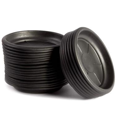 Imagem de Juvale Pacote com 24 pires pequenos de plástico para plantas, bandeja coletora de 10 cm para plantador, flores internas e externas (preto)