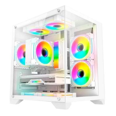 Imagem de Gabinete Gamer Aquário Micro Atx S/ Fans Cor Branco - K-mex Cg-w830