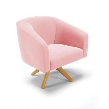 Imagem de Poltrona Giratória Stella Suede Rosa Bebê
