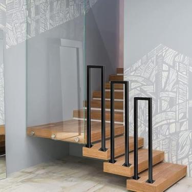 Imagem de Corrimãos De Escada Robustos Corrimãos De Escada Corrimão Para Degraus Externos, Moderno Preto Em Forma De U Em Ferro Forjado Em Forma De U Barra De Suporte Para Varandas T, 90cm(2.9ft)