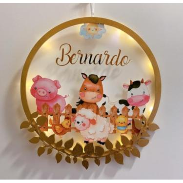 Imagem de Enfeite Porta Maternidade Fazenda Acrílico e Espelho Led