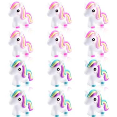 Imagem de WOZADU Contas focais de silicone em forma de unicórnio 3D para fabricação de chaveiros, 12 peças de contas de silicone animal para caneta, volumes soltos para pulseira, colar, cordão, joias e