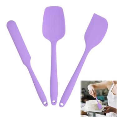 Imagem de Espátulas de silicone resistente ao calor, espátula de borracha de grau alimentício, cabo com aderência ergonômica, conjunto de utensílios de cozinha de silicone antiaderente, conjunto de utensílios