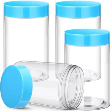 Imagem de Patelai 4 frascos redondos de plástico à prova de vazamento de boca larga com tampas para armazenamento de viagem, maquiagem, produtos de beleza, cremes faciais, óleos, pomadas, pomadas, faça você