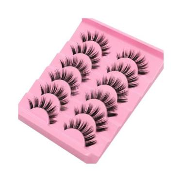 Imagem de Cílios Postiços Cat Eye 6D Wispy Natural Look Clear Band 5 6 Pares GRO