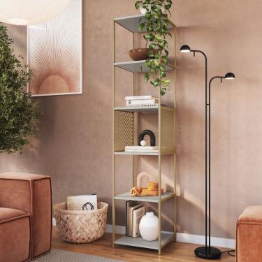Imagem de Estante Industrial 5 Prateleiras 180cm Placa e Ponto Dourado/Cinza