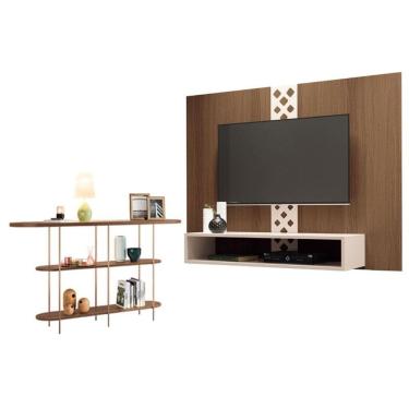 Imagem de Painel para TV Home Suspenso Form com Aparador Infinity Castanho - HB Móveis