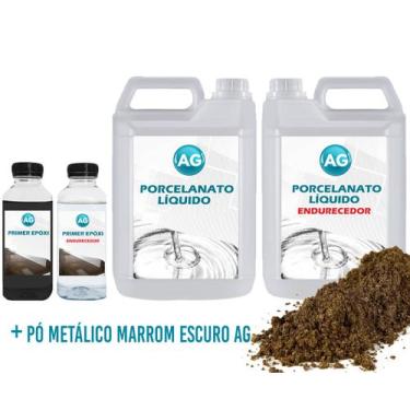 Imagem de Kit Porcelanato Líquido Metálico Marrom Escuro AG por M² - Resinas ag