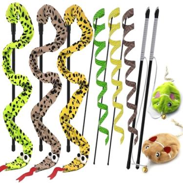 Imagem de URMYONLY Varinha de brinquedo interativa para gatos com rato de erva-dos-gatos, varinha provocadora de gatos, cordão arco-íris para gatos e gatinhos adultos em ambientes internos entediados (pacote