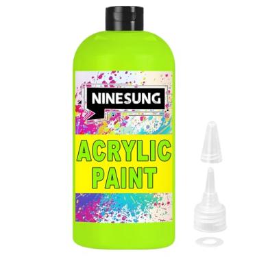Imagem de Ninesung Tinta acrílica verde grama - tamanho volumoso - 481.9 g/500 ml Tintas acrílicas pintura profissional artistas para tela tecido rocha ovo de Páscoa madeira cerâmica vidro arte artesanato