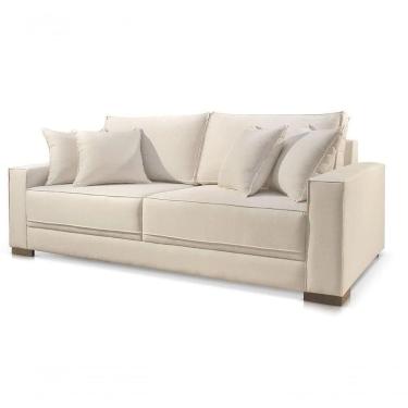 Imagem de Sofá Marrocos 3 Lugares Suede Bege Claro 2,2m Confort Sala