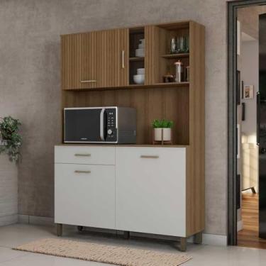 Imagem de Armário De Cozinha Completa com Balcão 4 Portas Viena Plus - Branco Mel