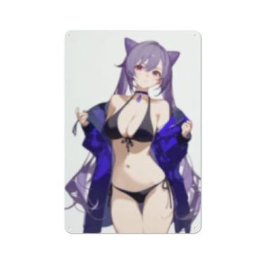 Imagem de Anime Sexy Bikini Hot Girl Pinup Girl Metal Tin Sign Wall Art Poster Decor for Home Bar Club Bedroom Bathroom Man Cave Otaku 20 x 30 cm, AF003