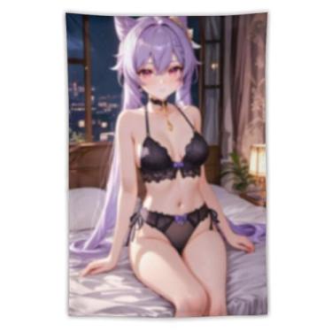 Imagem de LIEGBMEU Tapeçaria de biquíni sexy anime menina 101.6 cm x 152.4 cm interior exterior parede colcha arte decoração de tapeçaria caprichosa, AC023