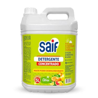 Imagem de Detergente Concentrado Cítrico Saif 5L, Saif, Detergente Líquido Concentrado De Uso Geral, Verde, Contém Tensoativo Biodegradável, Ótimo Poder De Espumação, Linha Institucional 5 Litros