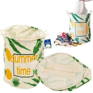 Imagem de Cesto de Roupa Suja Saco Dobrável Organizador 60 L Summer - 123 Útil