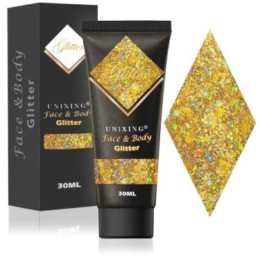 Imagem de Gel Holographi Body Glitter – Gel brilhante para rosto e corpo, tinta com glitter de lantejoulas de sereia, gel brilhante de cabelo grosso para shows, Halloween, carnaval, rave
