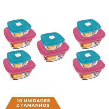 Imagem de 10 Potes de Vidro Com Tampa 2 Tamanhos Facilita Vap Marinex