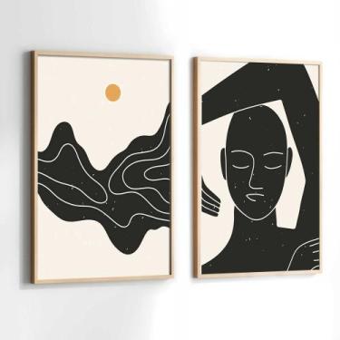 Imagem de Conjunto Quadros Decorativos com Moldura Arte Abstrata Minimalista Kit