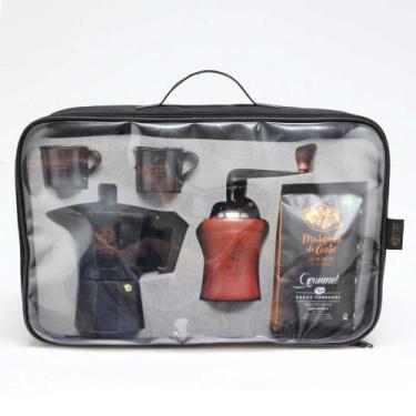 Imagem de Kit Moinho Madeira- Moinho Manual de Madeira- Cafeteira Italiana alumi