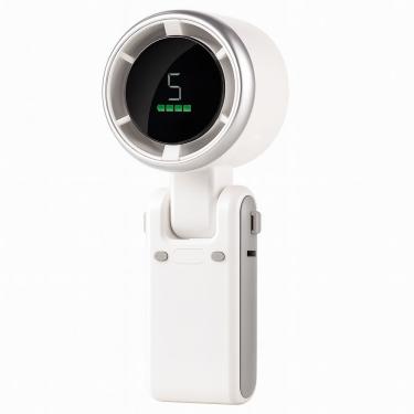 Imagem de Mini Ventilador Portátil Turbo Com Display Digital, Bateria 3600mah E Power Bank Usb-c Dobrável E Recarregável - Branco