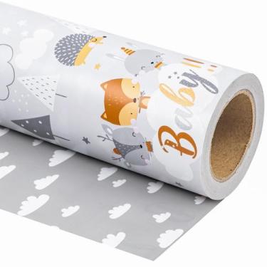Imagem de Papel de Embrulho WRAPAHOLIC Jumbo Reversível 76cm x 10m - Cinza
