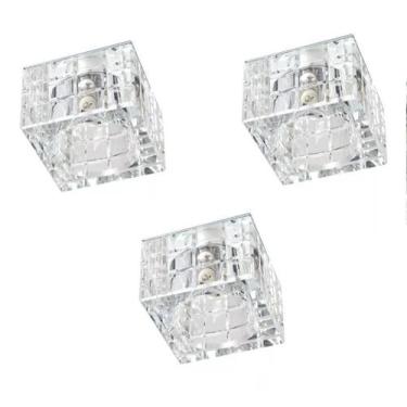 Imagem de 3 Spot Cristal K9 Embutir Quadrado 7cm Sala de Jantar Hall AC974 - Ace