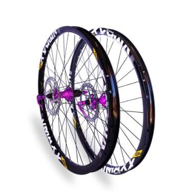 Imagem de Roda Montada 26 Vmaxx Preta Cubo Barulhento K7 HG Roxo 36f (par) - VZA