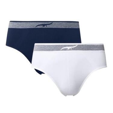 Imagem de Kit 2 Peças Cueca Slip sem Costura Branco e Navy Zee Rucci, P