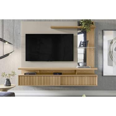 Imagem de Painel Home P/ Tv Até 60 Pol Maragogi C/ 2 Porta E 2 Prateleiras 182x154cm Carvalho/off White - Linea Brasil