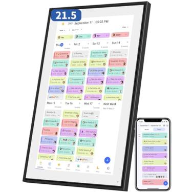 Imagem de Calendário digital de 53 cm, tabela de tarefas eletrônica, agenda semanal e mensal inteligente 1920 * 1080p IPS tela sensível ao toque calendário de parede e mesa para horários familiares, preto