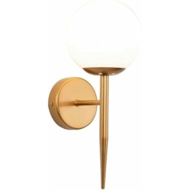 Imagem de WLHAZMWY Candeeiro de parede nórdico luminária de arandela E26/E27 base quarto sala de estar banheiro corredor lâmpada interna simples (ouro)