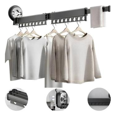 Imagem de Varal Retrátil Sem Furos Com Ventosa Portátil 5Kg Roupas - Zem