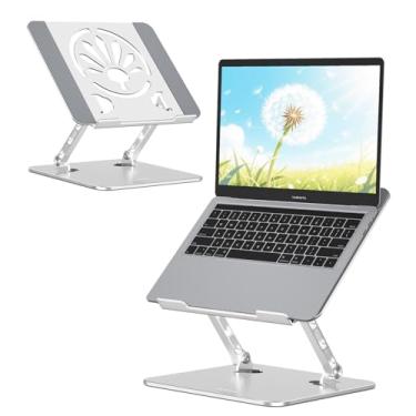 Imagem de Axbima Suporte de laptop de alumínio ajustável ergonômico para mesa, MacBook, notebook, suporte portátil dobrável para laptop compatível com laptops de 10 a 15,6 polegadas para escritório, casa