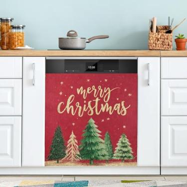Imagem de Wusikd Árvore de Natal capa magnética para lava-louças, adesivo de lavadora de louças, painel de máquina de lavar louça, decalque para decoração de casa, cozinha, geladeira, máquina de lavar, ímã