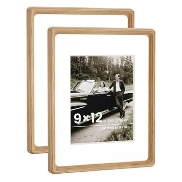 Imagem de HELPLEX Conjunto de 2 molduras premium de 22 x 30 cm - madeira de carvalho maciça com vidro temperado HD, conversível 20 x 25 cm fosco ou 23 x 30 cm sem moldura, moldura de parede ou mesa - galeria