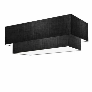Imagem de Plafon Duplo Retangular Vivare Md-3044 Cúpula Em Tecido 70x30cm X 60x25cm - Bivolt Preto 127/220v