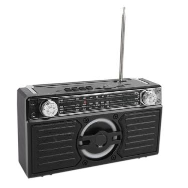 Imagem de Gravador de rádio portátil AM FM SW, rádio digital com Bluetooth, rádios retrô, transistor vintage para idosos, operado por bateria e recarregável por USB C, suporta cartão TF (preto)