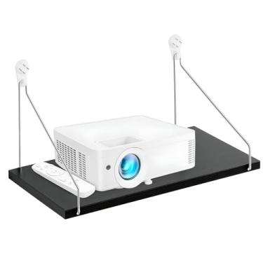 Imagem de CroBlissful 1 prateleira de projetor para parede, 30,5 x 15,2 cm, modem e roteador, sem costura, suporte de parede, modem e caixa de cabo, sob TV, suporte flutuante, acessórios, preto