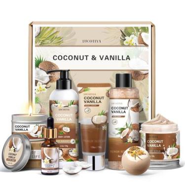 Imagem de Conjunto de presentes LUCOTIYA Vanilla Coconut Spa com 8 peças para mu