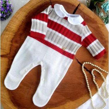 Imagem de Macacão Tricô Bebe listra vermelho - locomotiva, Vermelho, rn