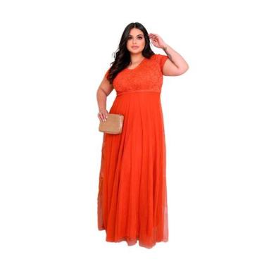 Imagem de Vestido Longo de Festa Plus Size - Glamoor Festa, Terracota, GG