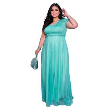Imagem de Vestido Longo de Festa Plus Size - Glamoor Festa, Verde menta, G1