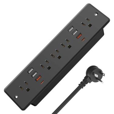 Imagem de Power Strip HHSOET 45W de carregamento rápido embutido com USB preto