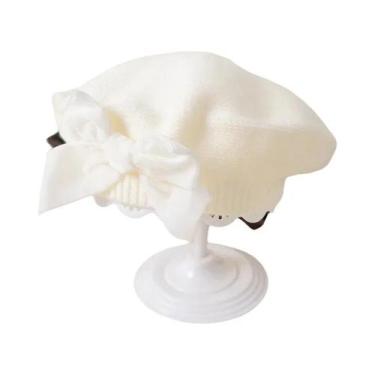 Imagem de Gorro De Malha Quente Com Laço Para Meninas, Confortável E Macio, Boné
