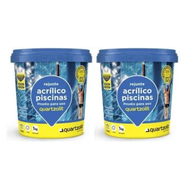 Imagem de Kit C/2 Rejunte Acrílico P/Piscina Quartzolit Azul Celeste