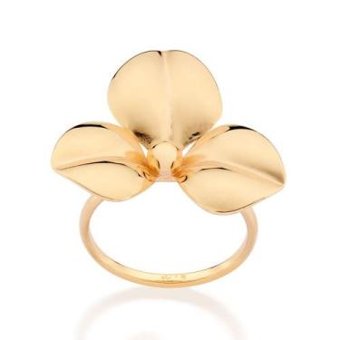 Imagem de Anel skinny com flor abaulada banhado a ouro 513497 - Rommanel, 24, Do